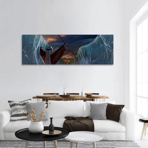 Biblical Narrative Panoramic Canvas Wall Art-3 Piece-25" x 08"-Tiaracle