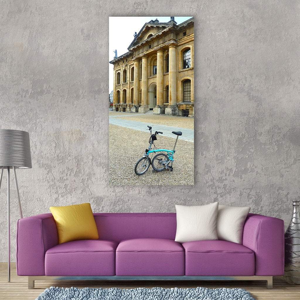 Bicycle In Front Of Old Building Vertical Canvas Wall Art-1 Vertical-Gallery Wrap-12" x 24"-Tiaracle
