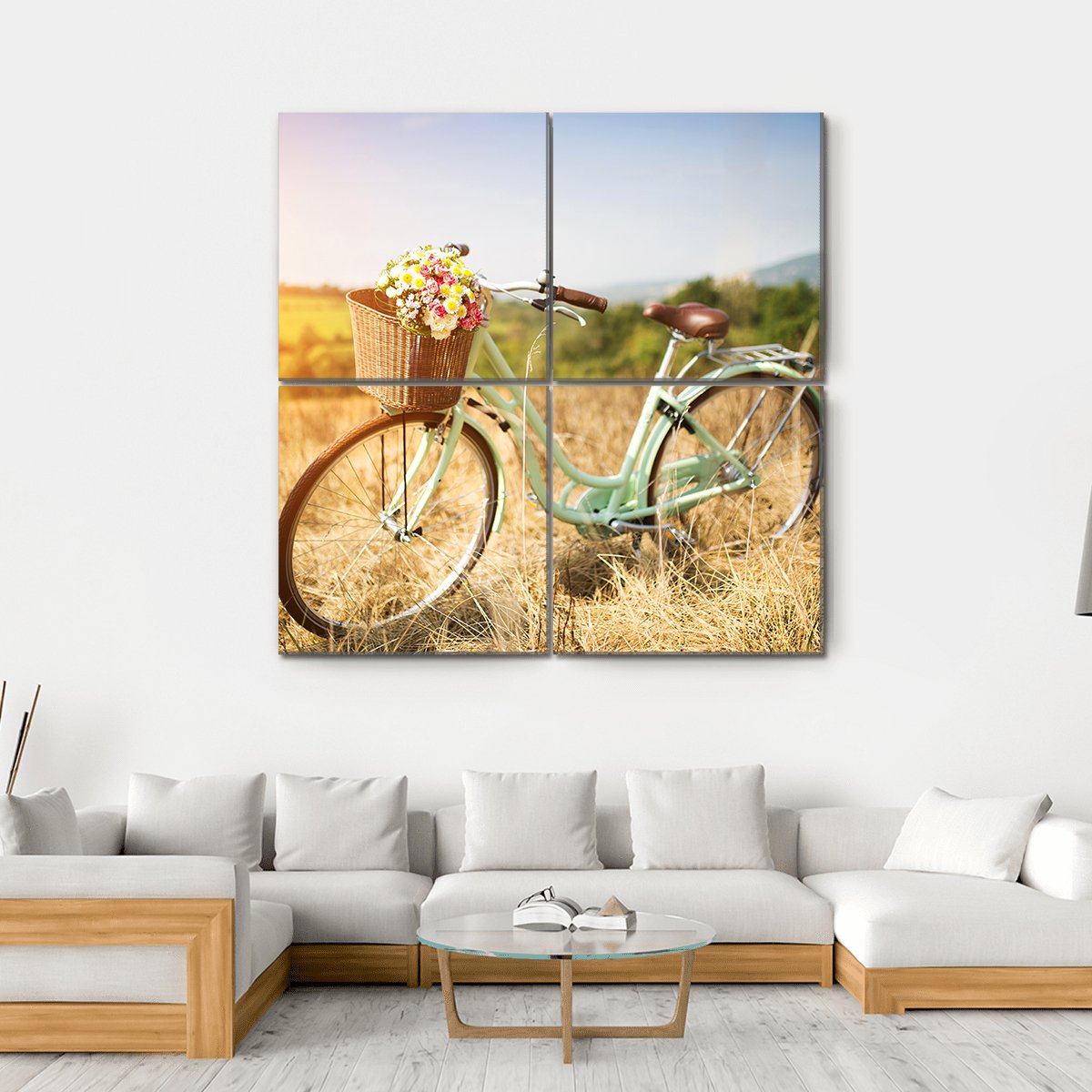 Vintage Bicycle Canvas Wall Art-4 Square-Gallery Wrap-17" x 17"-Tiaracle