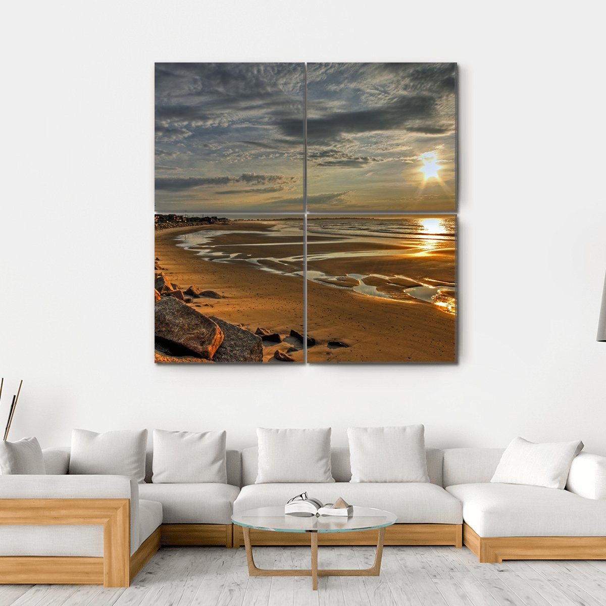 Biddeford Pool At Sunrise Canvas Wall Art-4 Square-Gallery Wrap-17" x 17"-Tiaracle