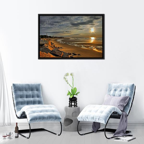 Biddeford Pool At Sunrise Canvas Wall Art-5 Horizontal-Gallery Wrap-22" x 12"-Tiaracle