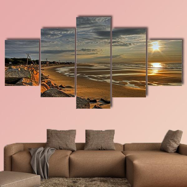 Biddeford Pool At Sunrise Canvas Wall Art-5 Star-Gallery Wrap-62" x 32"-Tiaracle