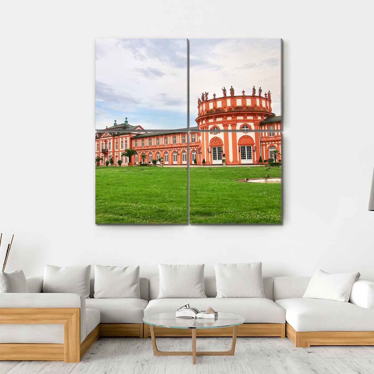 Biebrich Palace Germany Canvas Wall Art-4 Square-Gallery Wrap-17" x 17"-Tiaracle