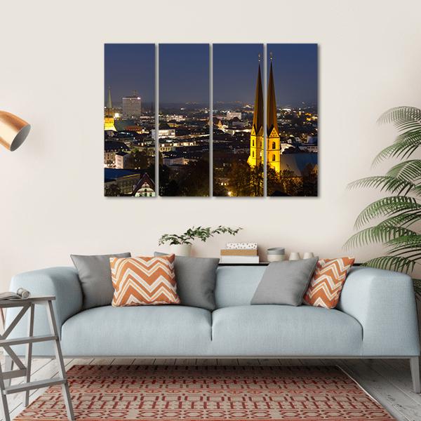 Bielefeld Germany Cityscape Canvas Wall Art-4 Horizontal-Gallery Wrap-34" x 24"-Tiaracle