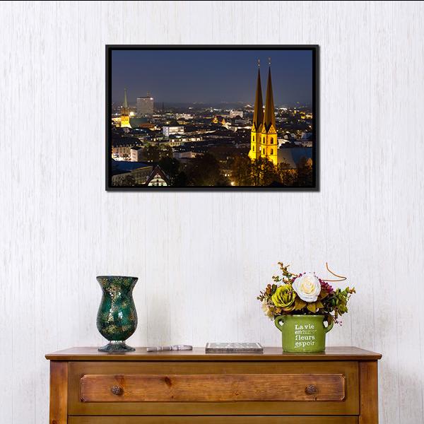 Bielefeld Germany Cityscape Canvas Wall Art-1 Piece-Floating Frame-24" x 16"-Tiaracle