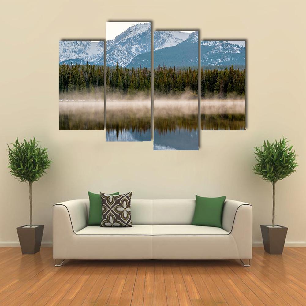 Bierstadt Lake Canvas Wall Art-4 Pop-Gallery Wrap-50" x 32"-Tiaracle