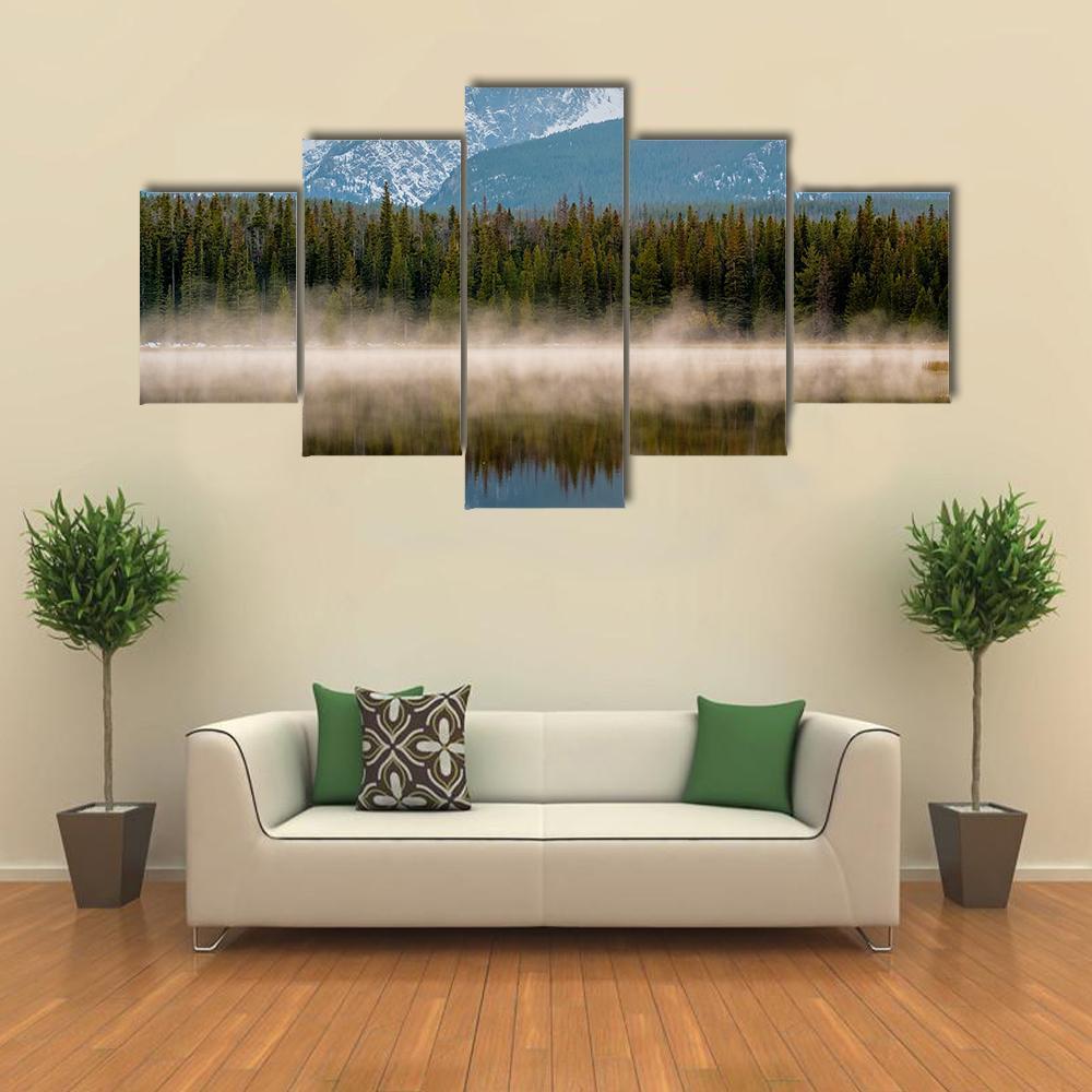 Bierstadt Lake Canvas Wall Art-5 Star-Gallery Wrap-62" x 32"-Tiaracle
