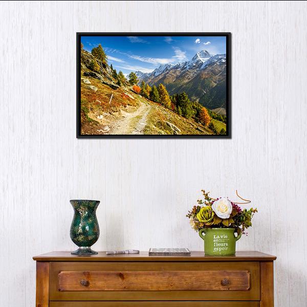 Bietschhorn Mountain Switzerland Canvas Wall Art-1 Piece-Floating Frame-24" x 16"-Tiaracle