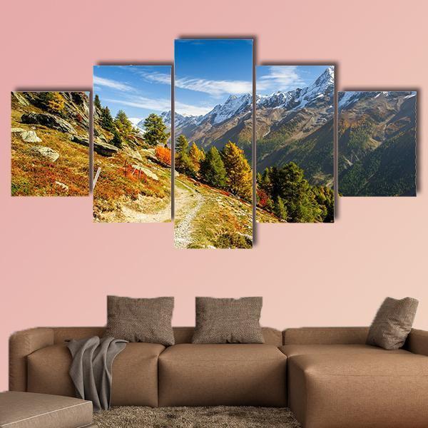 Bietschhorn Mountain Switzerland Canvas Wall Art-5 Pop-Gallery Wrap-47" x 32"-Tiaracle