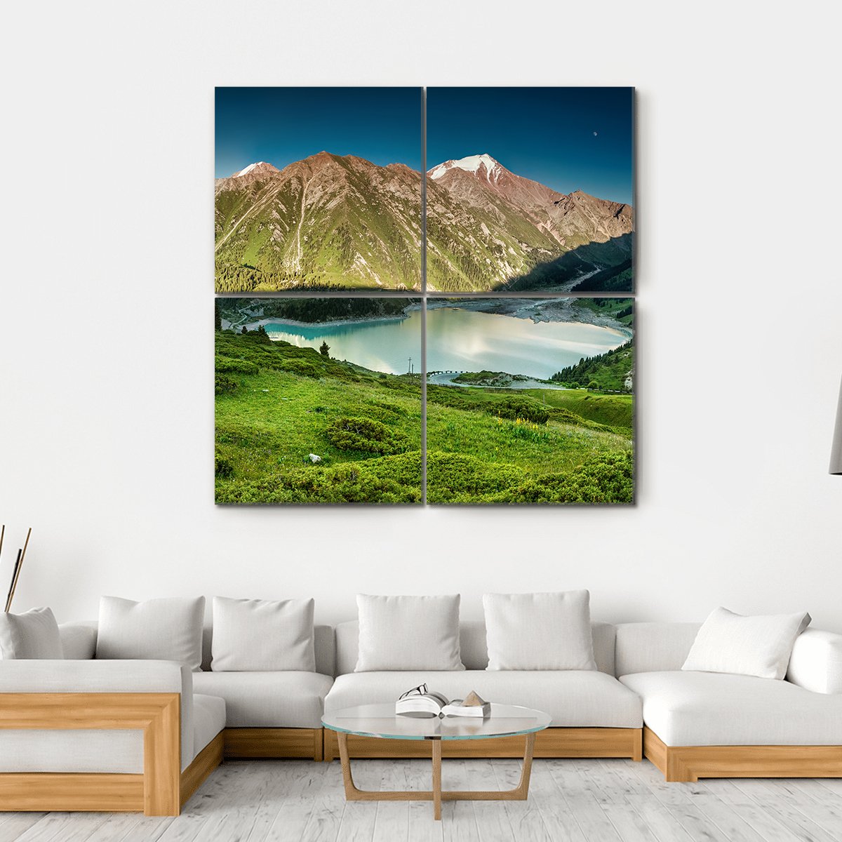 Big Almaty Lake Canvas Wall Art-4 Square-Gallery Wrap-17" x 17"-Tiaracle