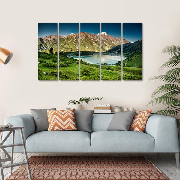 Big Almaty Lake Canvas Wall Art-5 Horizontal-Gallery Wrap-22" x 12"-Tiaracle