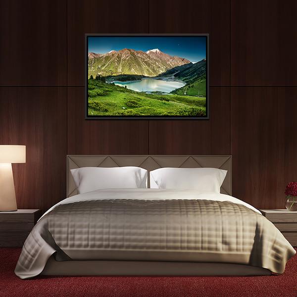 Big Almaty Lake Panoramic Canvas Wall Art-1 Piece-36" x 12"-Tiaracle