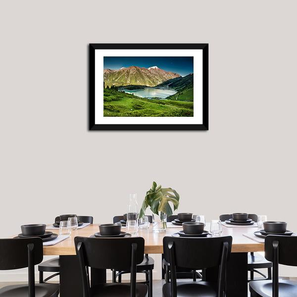 Big Almaty Lake Panoramic Canvas Wall Art-1 Piece-36" x 12"-Tiaracle
