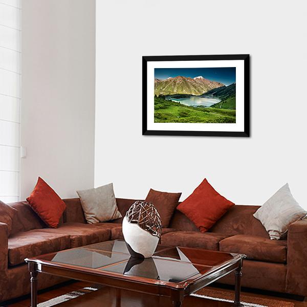 Big Almaty Lake Panoramic Canvas Wall Art-1 Piece-36" x 12"-Tiaracle