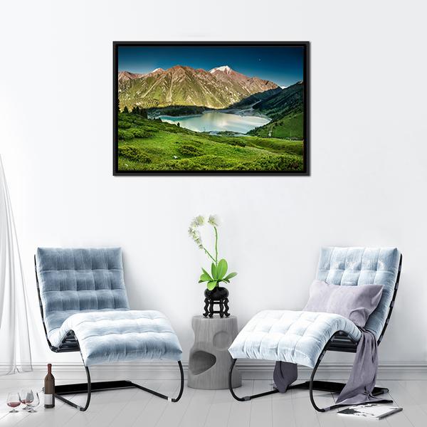 Big Almaty Lake Panoramic Canvas Wall Art-1 Piece-36" x 12"-Tiaracle