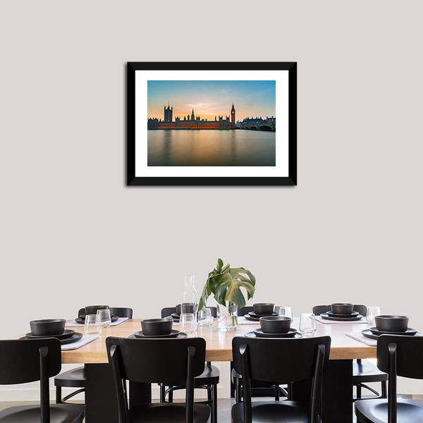 Big Ben &amp; Houses Canvas Wall Art-3 Horizontal-Gallery Wrap-25" x 16"-Tiaracle