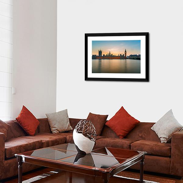 Big Ben &amp; Houses Canvas Wall Art-3 Horizontal-Gallery Wrap-25" x 16"-Tiaracle