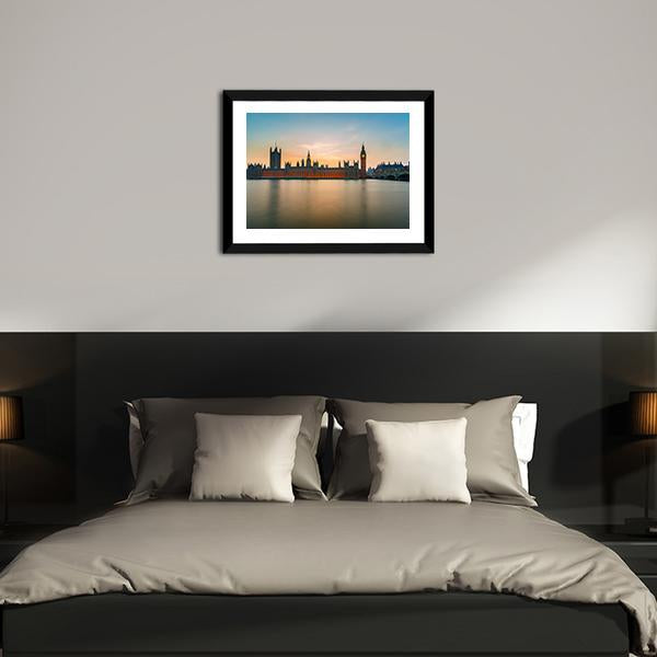 Big Ben & Houses Canvas Wall Art-3 Horizontal-Gallery Wrap-25" x 16"-Tiaracle