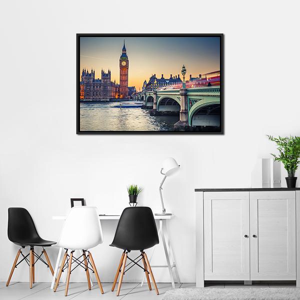 Big Ben & Houses Of Parliament Canvas Wall Art-3 Horizontal-Gallery Wrap-25" x 16"-Tiaracle