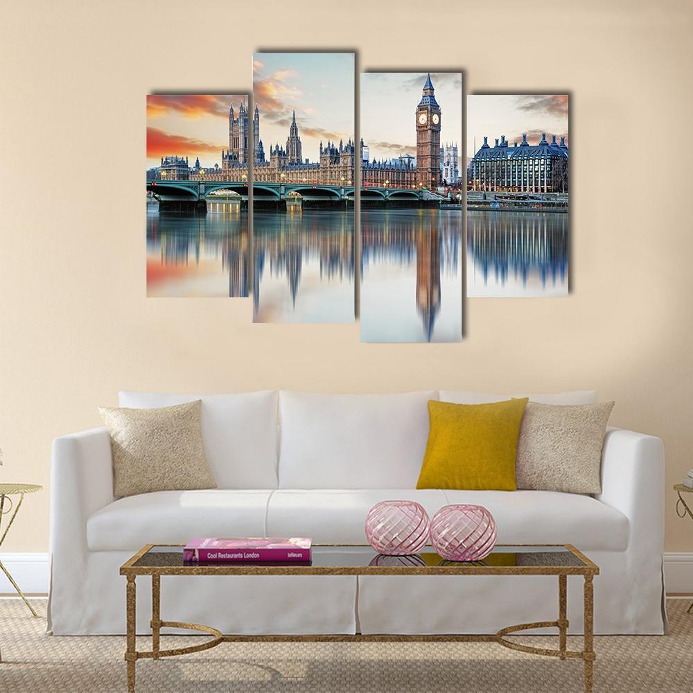 Big Ben And Parliament Houses Canvas Wall Art-4 Pop-Gallery Wrap-50" x 32"-Tiaracle