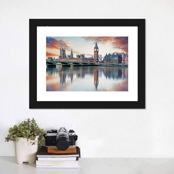 Big Ben And Parliament Houses Canvas Wall Art-3 Horizontal-Gallery Wrap-25" x 16"-Tiaracle