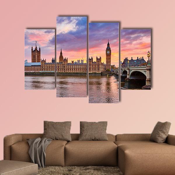 River Thames Canvas Wall Art-4 Pop-Gallery Wrap-50" x 32"-Tiaracle