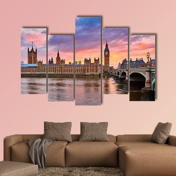 River Thames Canvas Wall Art-5 Pop-Gallery Wrap-47" x 32"-Tiaracle