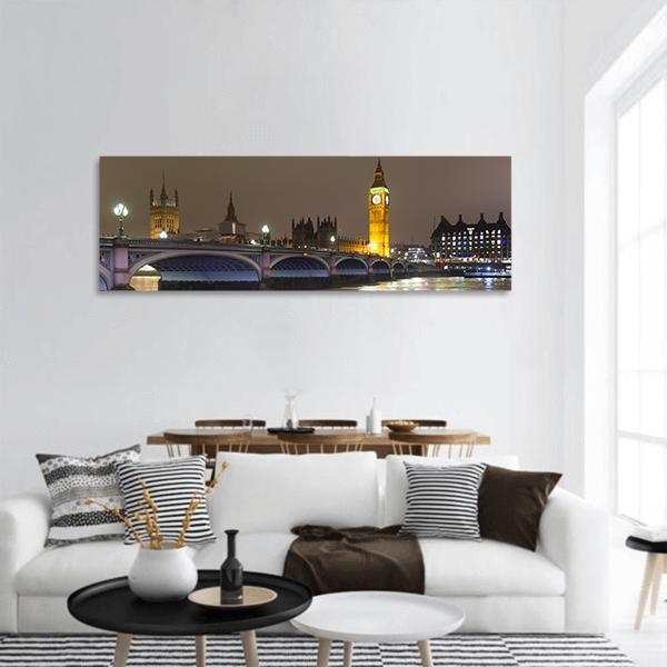 Big Ben In London Panoramic Canvas Wall Art-1 Piece-36" x 12"-Tiaracle