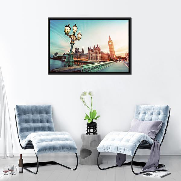 Big Ben At Sunset Canvas Wall Art-3 Horizontal-Gallery Wrap-25" x 16"-Tiaracle