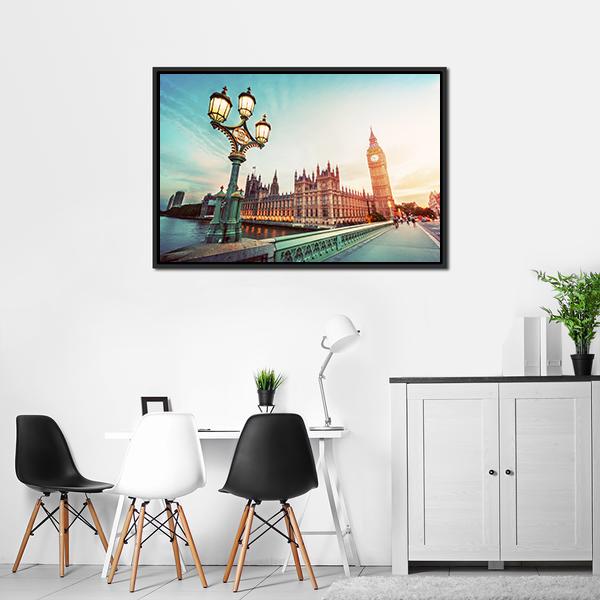 Big Ben At Sunset Canvas Wall Art-3 Horizontal-Gallery Wrap-25" x 16"-Tiaracle