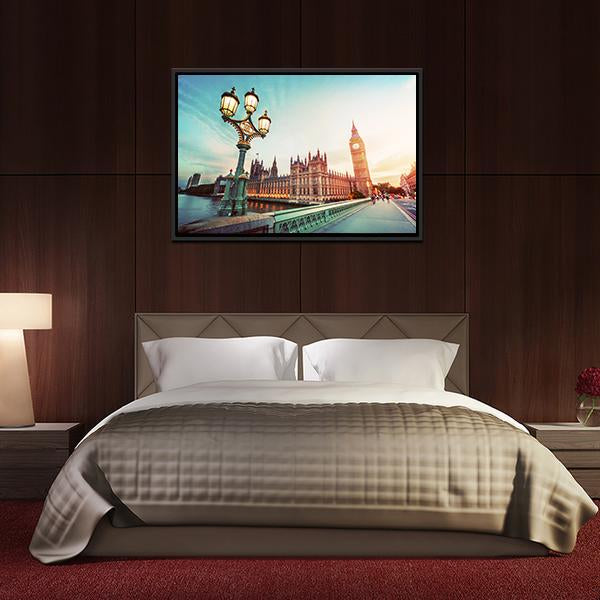 Big Ben At Sunset Canvas Wall Art-3 Horizontal-Gallery Wrap-25" x 16"-Tiaracle