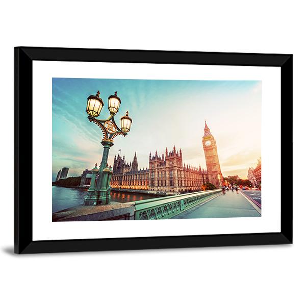 Big Ben At Sunset Canvas Wall Art-3 Horizontal-Gallery Wrap-25" x 16"-Tiaracle