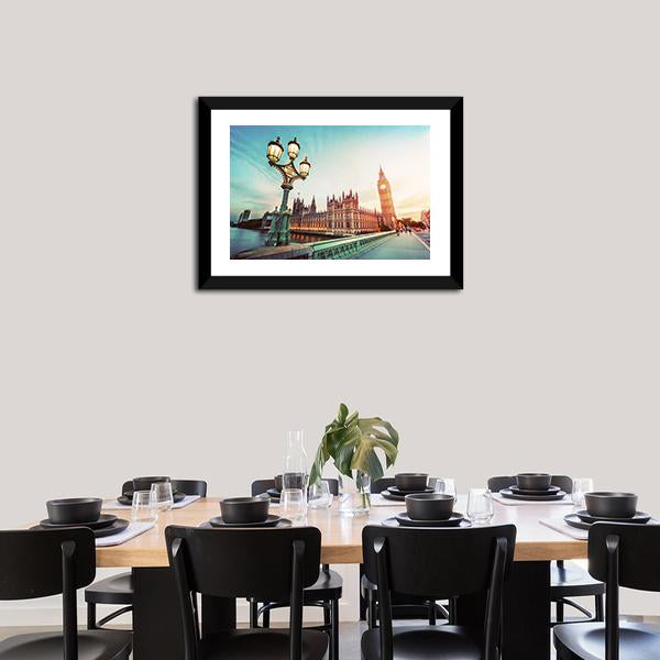 Big Ben At Sunset Canvas Wall Art-3 Horizontal-Gallery Wrap-25" x 16"-Tiaracle