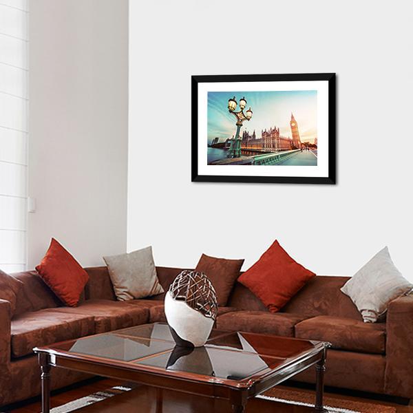 Big Ben At Sunset Canvas Wall Art-3 Horizontal-Gallery Wrap-25" x 16"-Tiaracle
