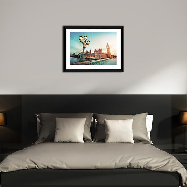 Big Ben At Sunset Canvas Wall Art-3 Horizontal-Gallery Wrap-25" x 16"-Tiaracle