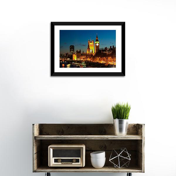Big Ben Clock Tower Canvas Wall Art-1 Piece-Framed Print-20" x 16"-Tiaracle