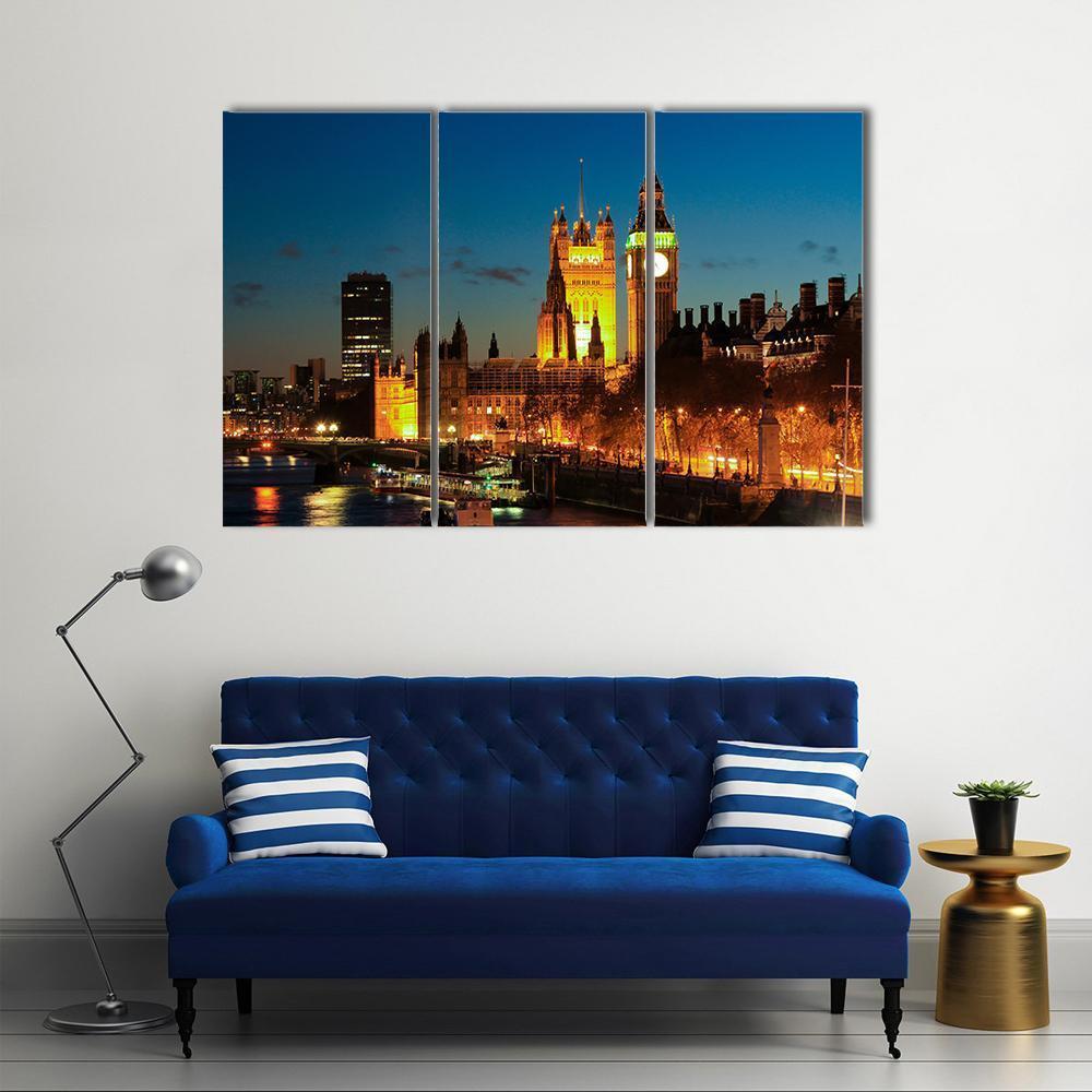 Big Ben Clock Tower Canvas Wall Art-3 Horizontal-Gallery Wrap-37" x 24"-Tiaracle