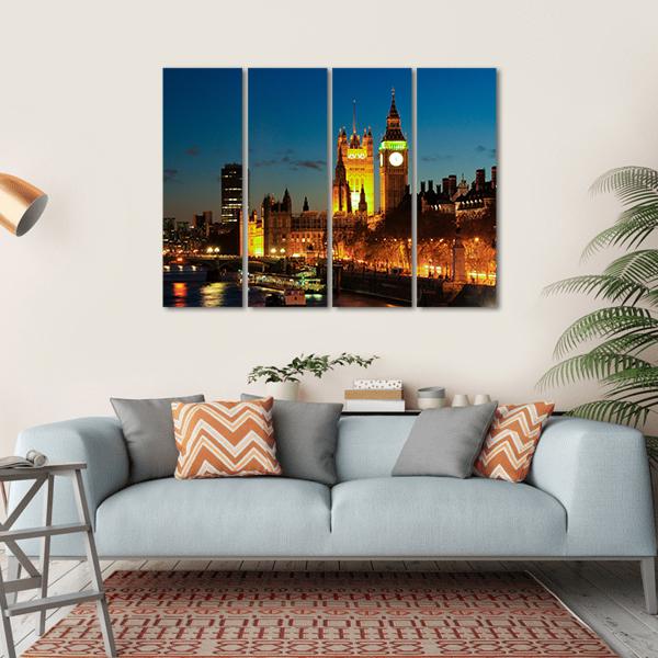 Big Ben Clock Tower Canvas Wall Art-4 Horizontal-Gallery Wrap-34" x 24"-Tiaracle