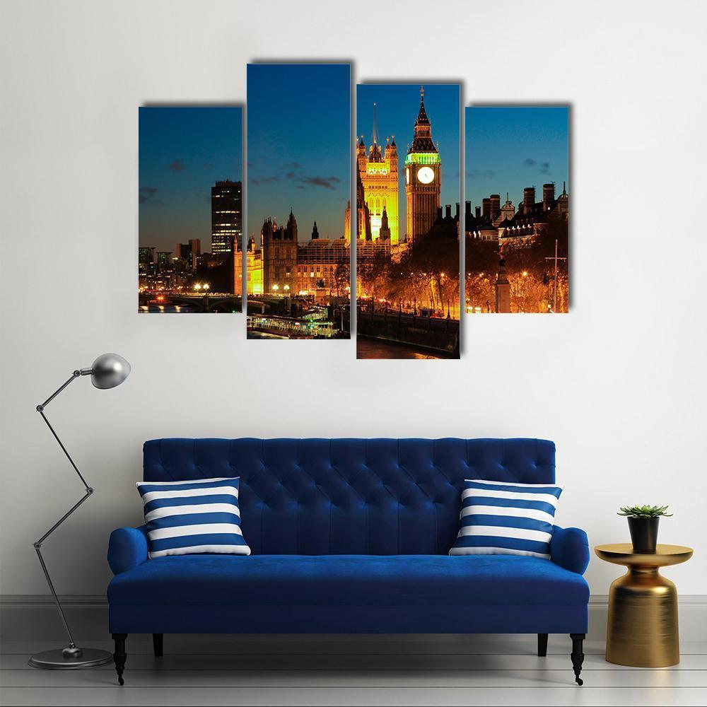 Big Ben Clock Tower Canvas Wall Art-4 Pop-Gallery Wrap-50" x 32"-Tiaracle