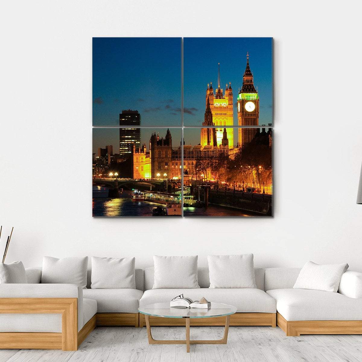 Big Ben Clock Tower Canvas Wall Art-4 Square-Gallery Wrap-17" x 17"-Tiaracle