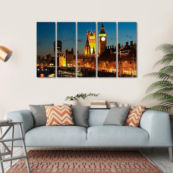 Big Ben Clock Tower Canvas Wall Art-5 Horizontal-Gallery Wrap-22" x 12"-Tiaracle