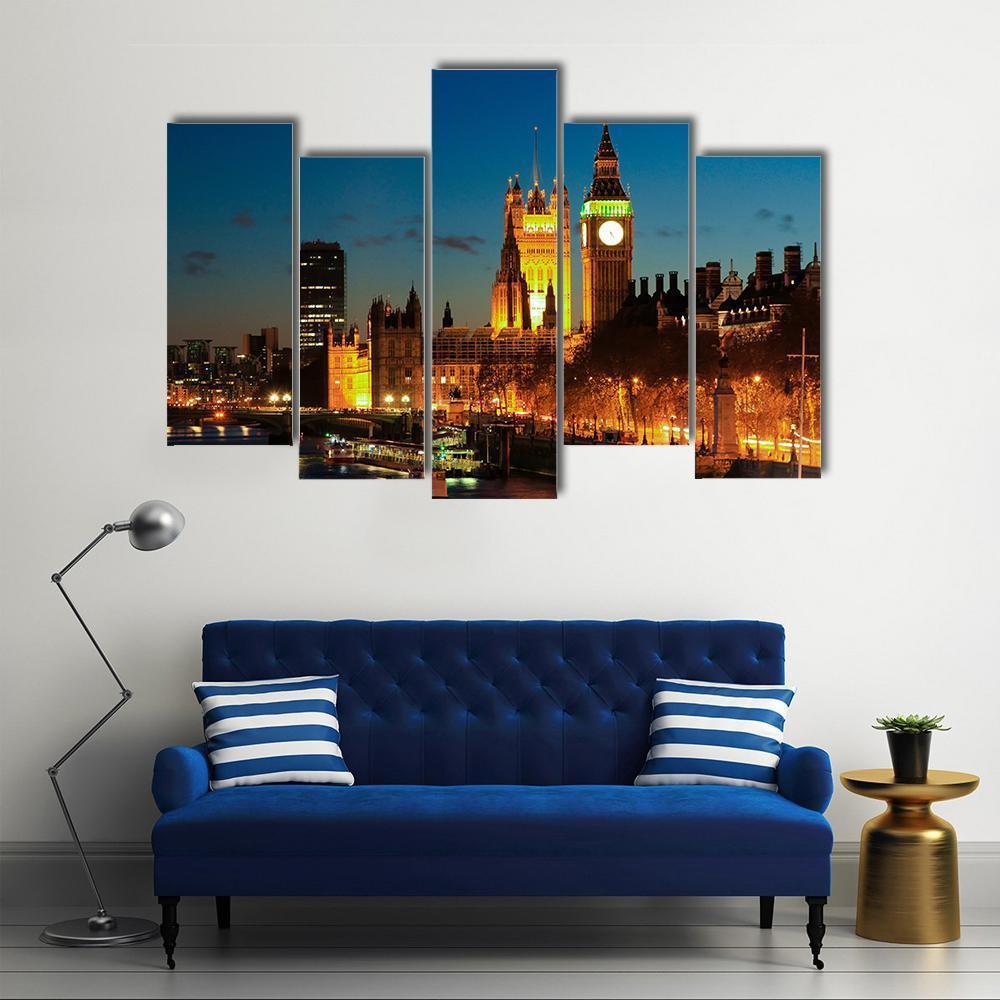 Big Ben Clock Tower Canvas Wall Art-5 Pop-Gallery Wrap-47" x 32"-Tiaracle