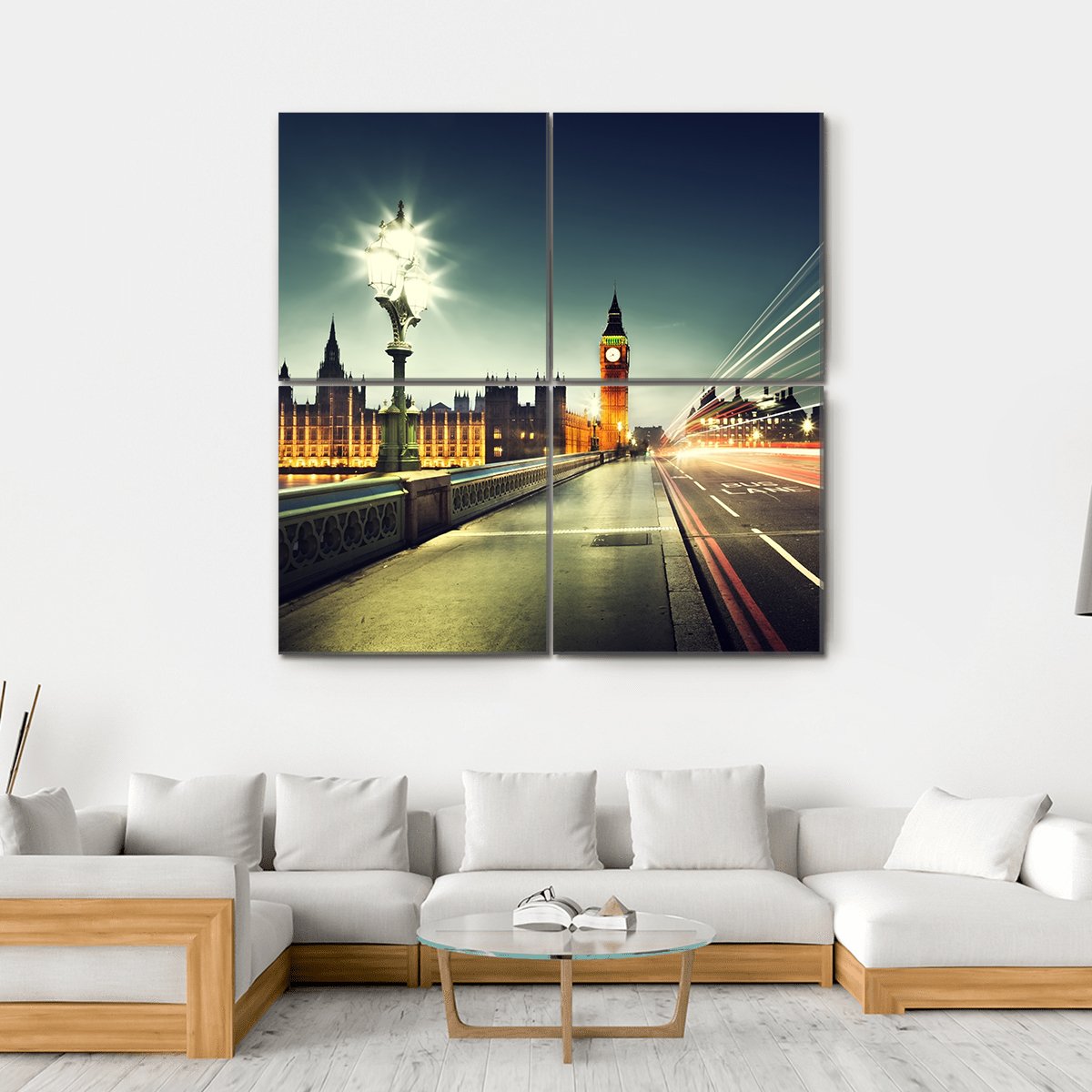 Big Ben From Westminster Bridge Canvas Wall Art-4 Square-Gallery Wrap-17" x 17"-Tiaracle