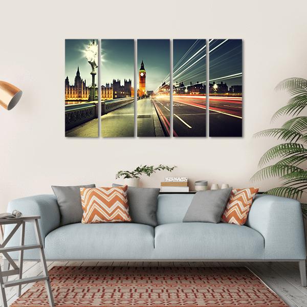 Big Ben From Westminster Bridge Canvas Wall Art-5 Horizontal-Gallery Wrap-22" x 12"-Tiaracle