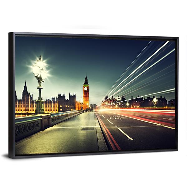 Big Ben From Westminster Bridge Canvas Wall Art-5 Horizontal-Gallery Wrap-22" x 12"-Tiaracle