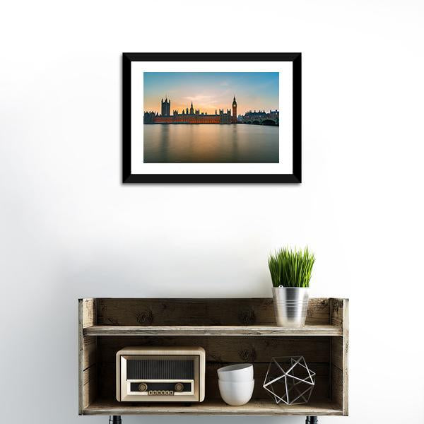 Big Ben & Houses Canvas Wall Art-1 Piece-Framed Print-20" x 16"-Tiaracle