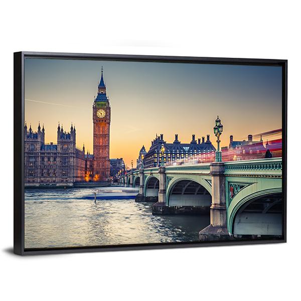 Big Ben &amp; Houses Of Parliament Canvas Wall Art-5 Horizontal-Gallery Wrap-22" x 12"-Tiaracle
