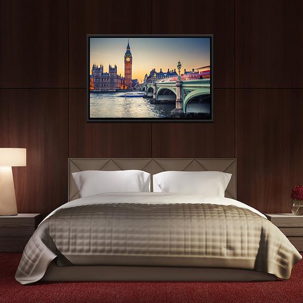 Big Ben &amp; Houses Of Parliament Canvas Wall Art-5 Horizontal-Gallery Wrap-22" x 12"-Tiaracle