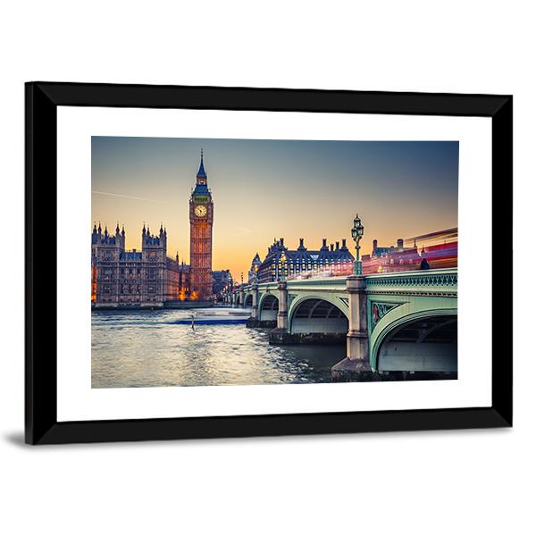 Big Ben &amp; Houses Of Parliament Canvas Wall Art-5 Horizontal-Gallery Wrap-22" x 12"-Tiaracle