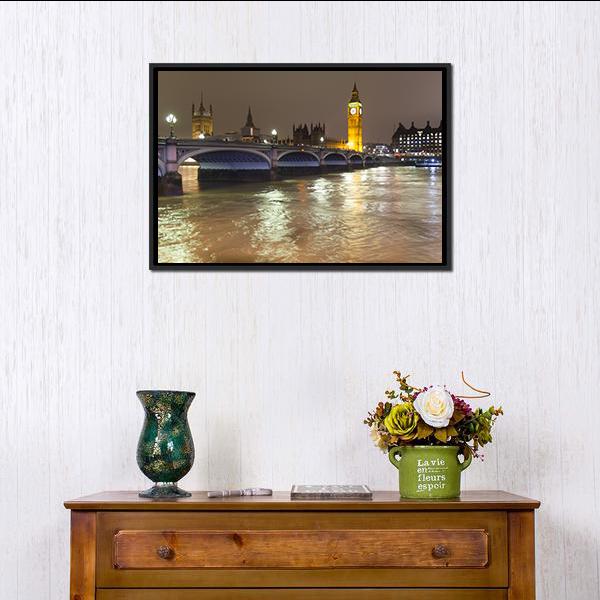 Big Ben In London Canvas Wall Art-1 Piece-Floating Frame-24" x 16"-Tiaracle